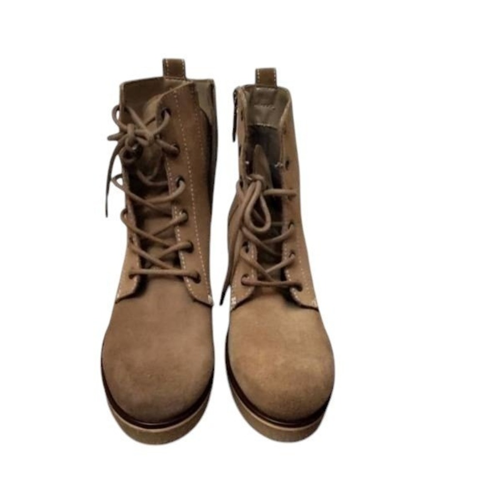 Blondo Tan Suede Lace Up Combat Steampunk Boots Women's Casual Comfortable 9 New